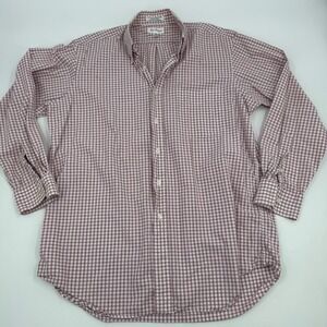 Paul Frederick Mens Gingham Check Button Shirt Red White Long Sleeve‎ Size 16-33